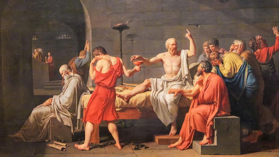 "Tod des Sokrates", Öl auf Leinwand, von Jacques-Louis David "Tod des Sokrates", Öl auf Leinwand, von Jacques-Louis David