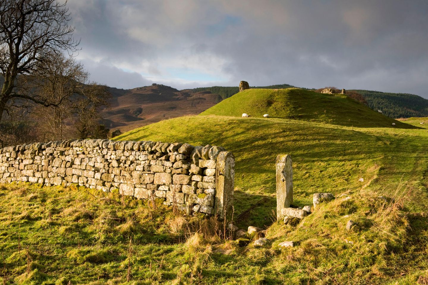 Harbottle Ruine von Harbottle Castle im Northumerland Nationalpark
