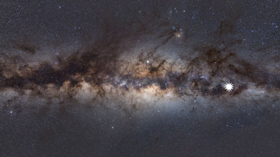 Position der neuentdeckten Radioquelle in der Milchstraße