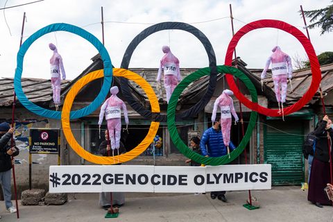 Protestierende in Indien fordern einen kompletten Boykott der Olympischen Winterspiele von Peking
