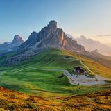 Blick auf den Passo Giau, Belluneser Dolomiten