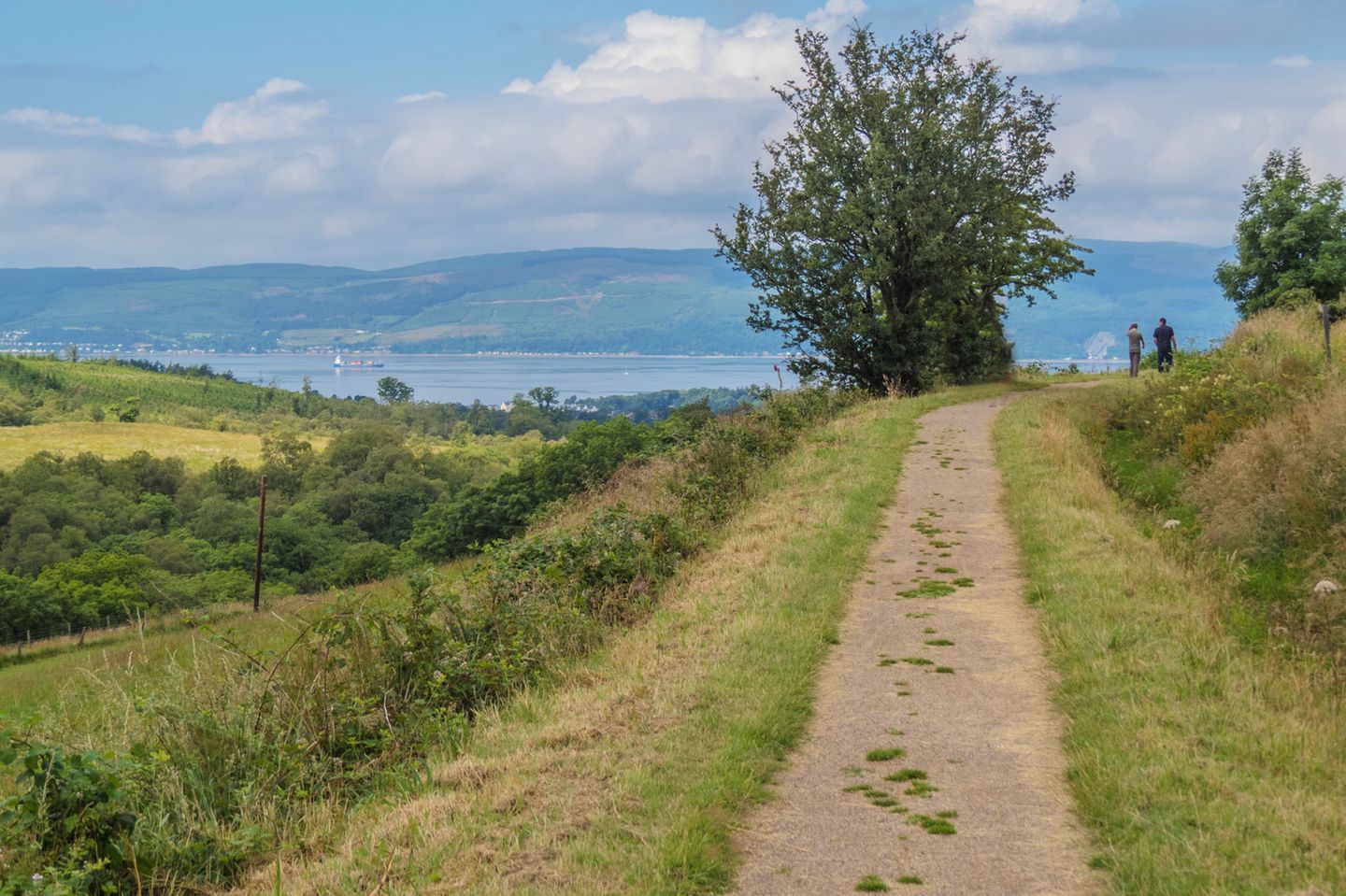 Views along the Greenock Cut in the Clyde Muirshiel Regional Park, looking out towards the Firth of the Clyde far below.