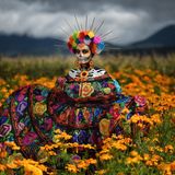Image Name: The Scent of Cempasúchil  Photographer Name: Sergio Carrasco  Year: 2022  Image Description: <p>Mexican Catrina, an icon of the Day of the Dead, wearing a typical Mexican dress from the state of Chiapas. She is standing in a field of Mexican marigold, or Cempasúchil, a flower traditionally used for Mexican Day of the Dead celebrations. Every year, my wife puts on a different Catrina costume to celebrate our tradition.</p>  Copyright: © Sergio Carrasco, Mexico, Shortlist, National Awards, Portraiture, 2022 Sony World Photography Awards
