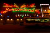 An illuminated sign for Barrowland Ballroom at night in Glasgow Scotland. It is famous for daning and concerts