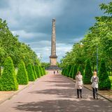 Path leading to Nelson's Monument in Glasgow Green, Scotland.