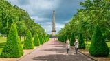 Path leading to Nelson's Monument in Glasgow Green, Scotland.