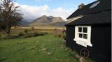 Blick auf die Bothy, den Garten und die Aussicht