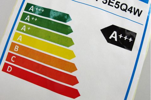 Hinweisschild mit den bisherigen Energieeffizienzklassen: Die EU-Kommission will nun weiter reichende Befugnisse für Umweltregeln für Produkte