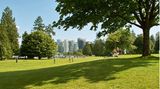 Blick auf die Skyline von Vancouver vom Stanley Park aus