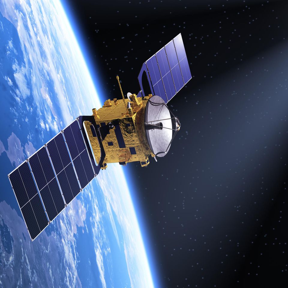 So sehen viele Satelliten aus, die wir Menschen schon mit Raketen ins All geschossen haben. 