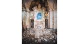 Photo 1: Located in the proximity of the city of Naples. The structure is internally completely covered with scaffolding, to prevent the walls from falling down. 