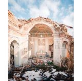 Photo 14: This is a photo of a stunning abandoned church that was built at the end of the 18th century and the beginning of the 19th century. In the beginning of the 20th century, the complete interior was renovated and newly decorated. Due to an earthquake, the church became heavily damaged and towards the end of the 20th century a new roof and floor was constructed. Unfortunately, a couple of years ago another earthquake happened resulting in the poor state the church is in now.