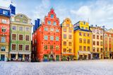 Bunte Häuser in Stockholm in Schweden