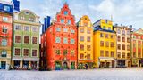 Bunte Häuser in Stockholm in Schweden
