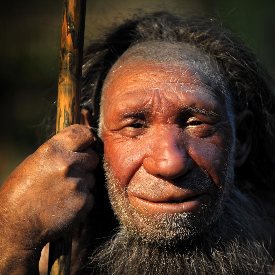 Nachbildung eines Neandertalers