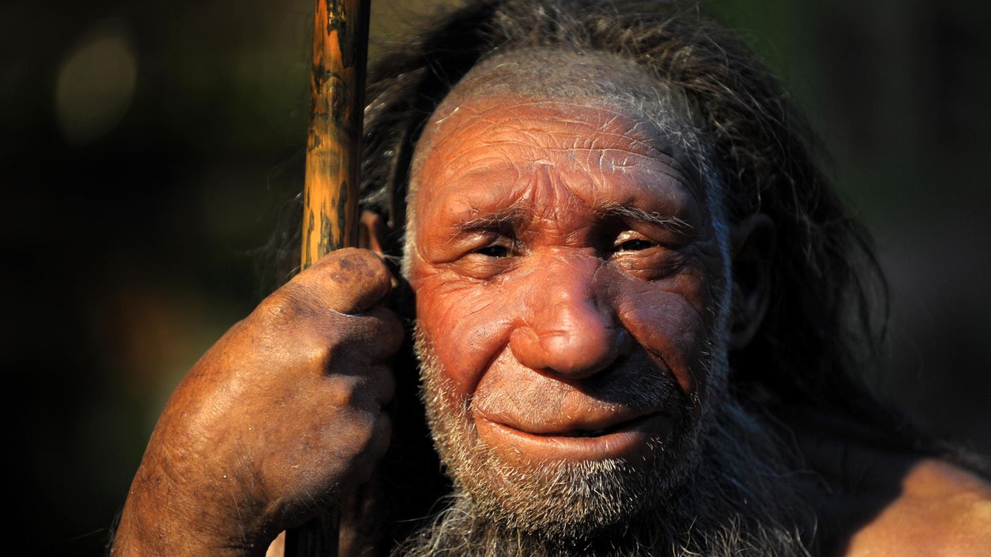 Nachbildung eines Neandertalers
