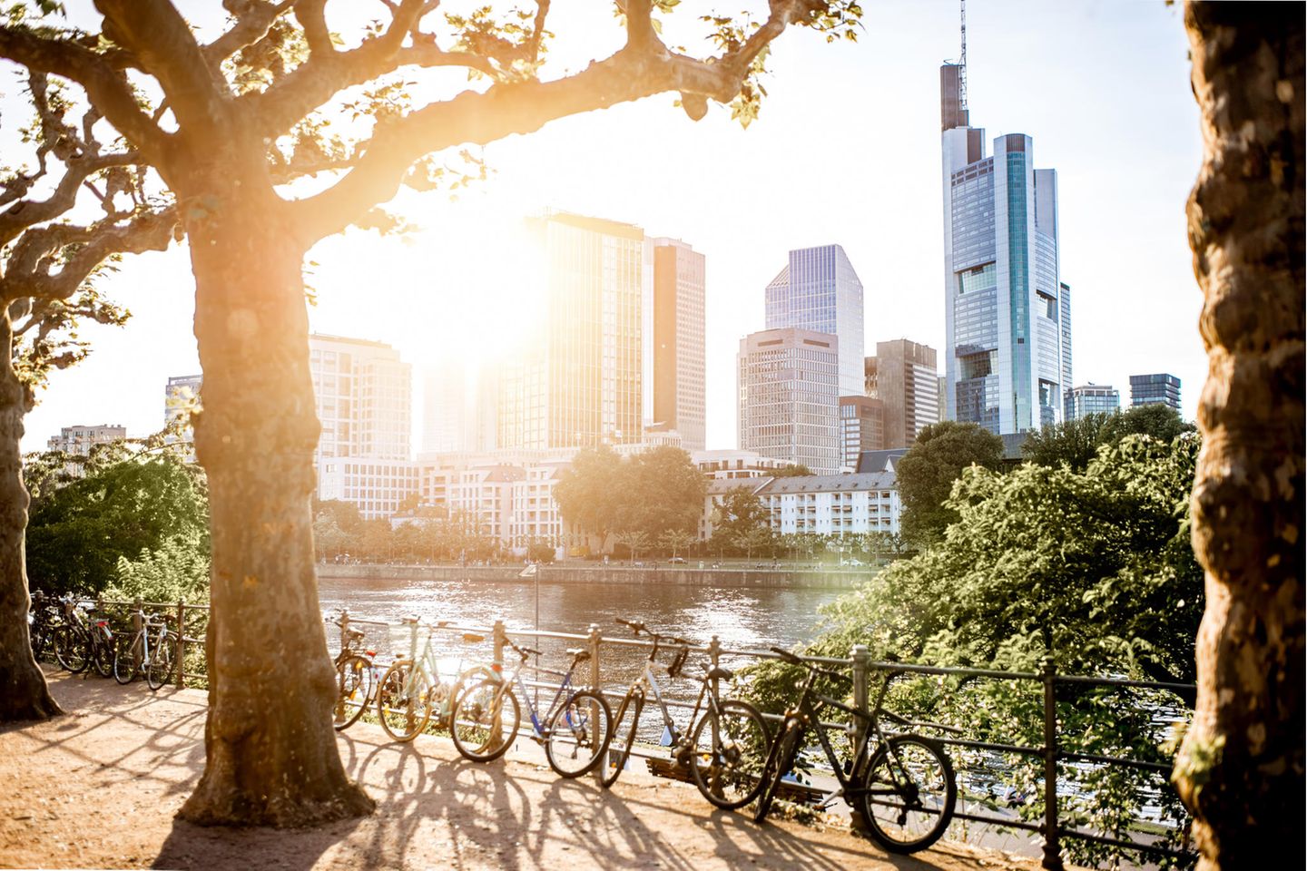 Fahrräder im Finanz-Distrikt von Frankfurt