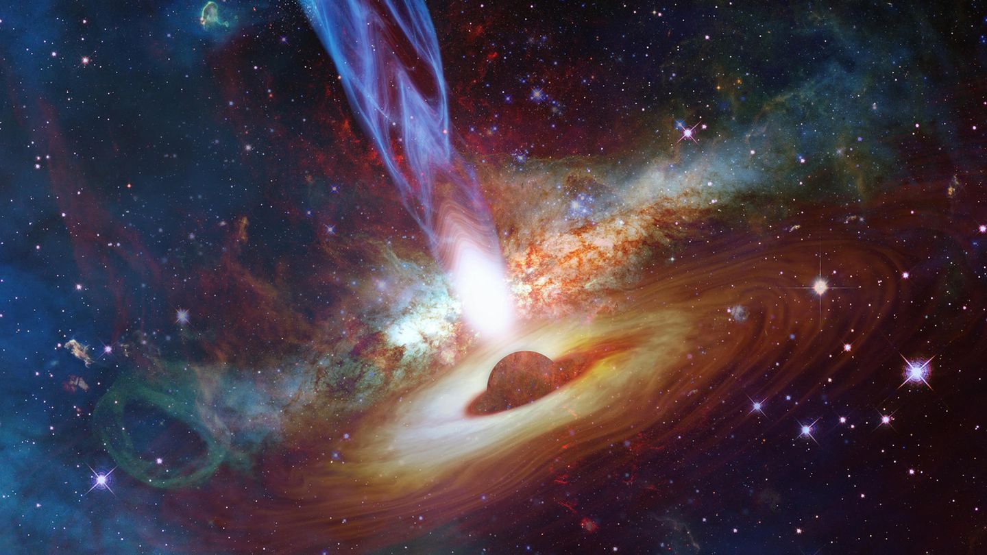 Quasar mit Jets in den Tiefen des Weltraums
