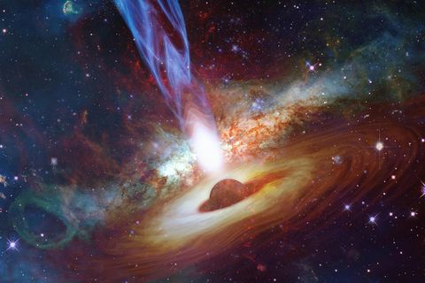 Quasar mit Jets in den Tiefen des Weltraums