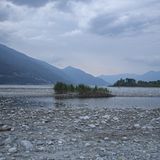 Augetrocknete Flussmündung Foce della Maggia beim Lago Maggiore