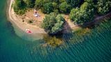 Baggersee Auesee in Wesel, 01.08.2019, Luftbild, Deutschland, Nordrhein-Westfalen, Ruhrgebiet, Wesel | quarry pond lake Auesee in Wesel, 01.08.2019, Luftbild, Germany, North Rhine-Westphalia, Ruhr Area, Wesel