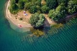 Baggersee Auesee in Wesel, 01.08.2019, Luftbild, Deutschland, Nordrhein-Westfalen, Ruhrgebiet, Wesel | quarry pond lake Auesee in Wesel, 01.08.2019, Luftbild, Germany, North Rhine-Westphalia, Ruhr Area, Wesel