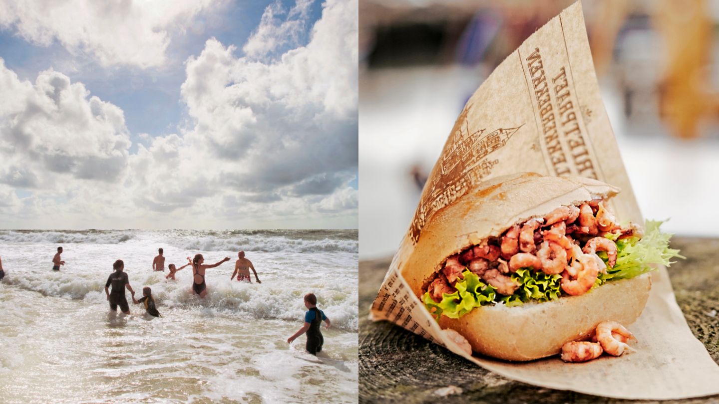 Echtes Nordseefeeling: Erst ins Meer springen, dann mit Salz und Sand auf der Haut ein Krabbenbrötchen verspeisen