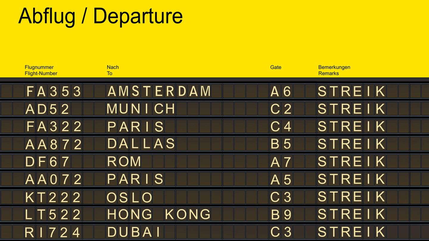 Abflug-Tafel am Flughafen
