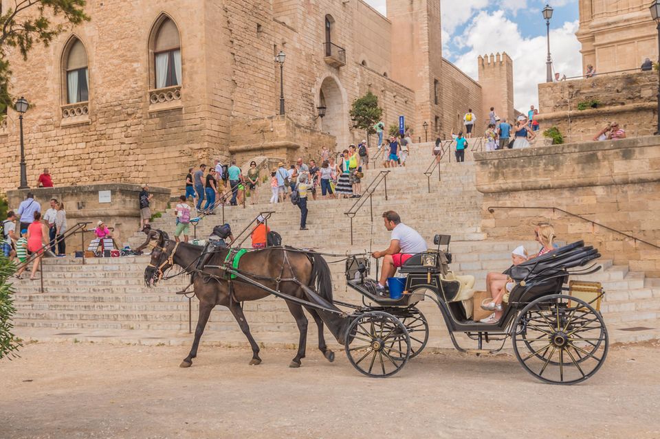 Pferdekutschen gelten in der Altstadt von Palma de Mallorca als Touristenattraktion
