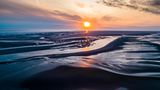 Luftaufnahme vom Wattenmeer bei Ebbe in Schleswig-Holstein