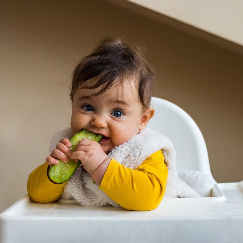 Kleindkind isst eine Gurke Kleindkind isst eine Gurke