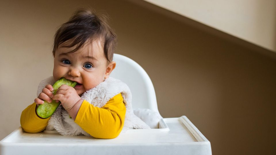 Kleindkind isst eine Gurke Kleindkind isst eine Gurke