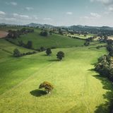 Luftaufnahme der Region Powys in Wales