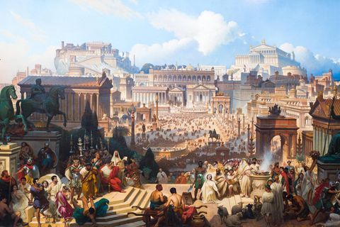 Prachtvoll wird das antike Rom oft dargestellt (hier 18. Jh.); die Wirklichkeit sah jedoch weit weniger glanzvoll aus