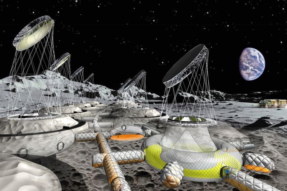 Illustration einer zukünftigen Mondsiedlung