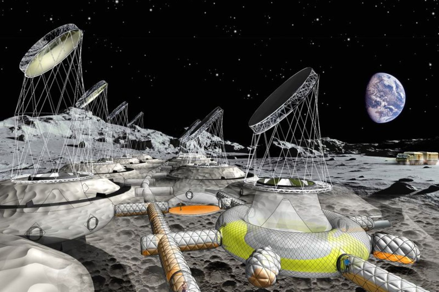 Illustration einer zukünftigen Mondsiedlung