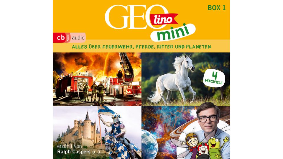 GEOlino Mini Hörspielbox 1: Vier Hörspiele in einer Box - Feuerwehr, Pferde, Ritter und Burgen sowie Sterne und Planeten