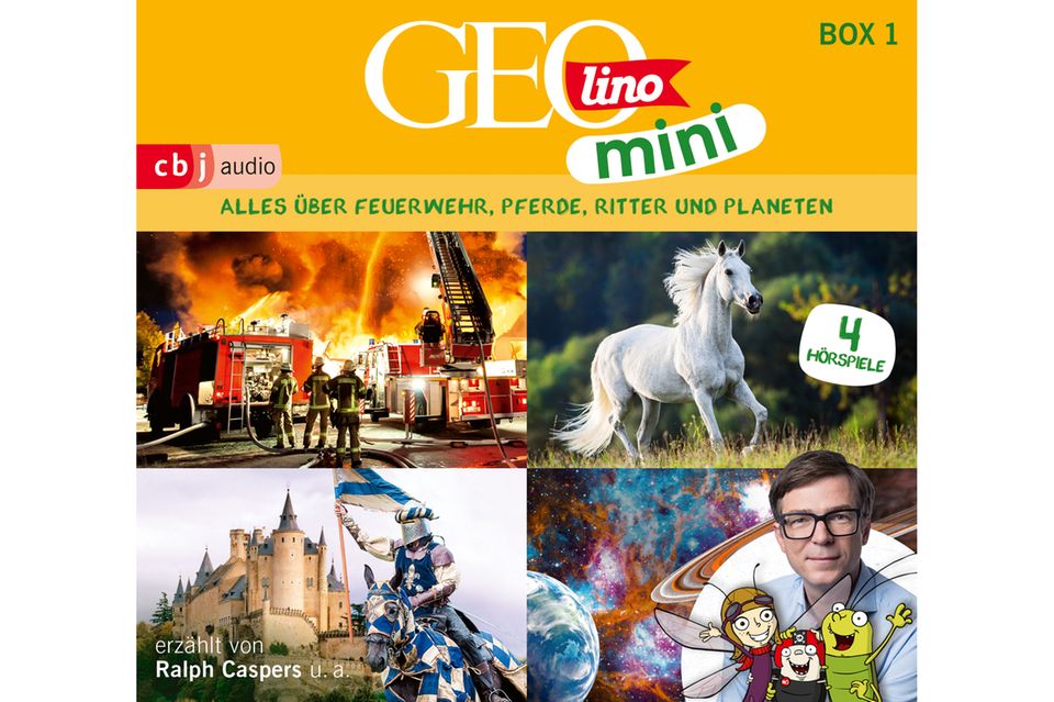 GEOlino Mini Hörspielbox 1: Vier Hörspiele in einer Box - Feuerwehr, Pferde, Ritter und Burgen sowie Sterne und Planeten