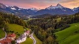 Nationalpark Berchtesgaden- Maria Gern chapel near Berchtesgaden with Watzmann mountain in autumn, Bavaria, Germany