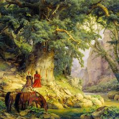 Der Wald als Sehnsuchtsort: Während der Romantik zeichneten Künstler den Wald als märchenhafte Idylle, hier "Die tausendjährige Eiche" von Carl Friedrich Lessing (1837)