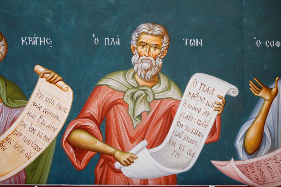 Philosoph Platon mit Schriftrolle