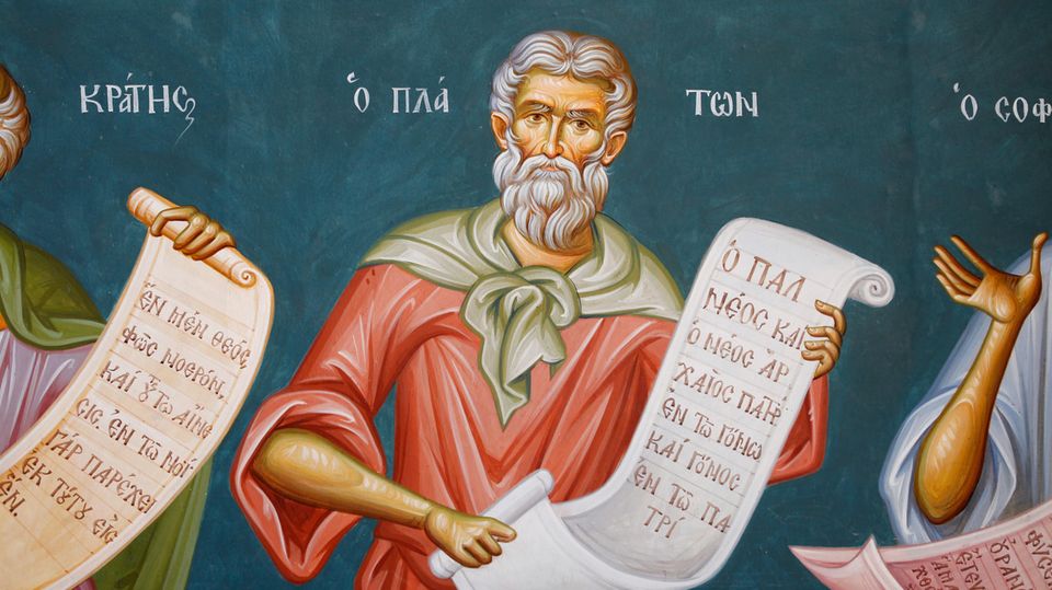 Philosoph Platon mit Schriftrolle