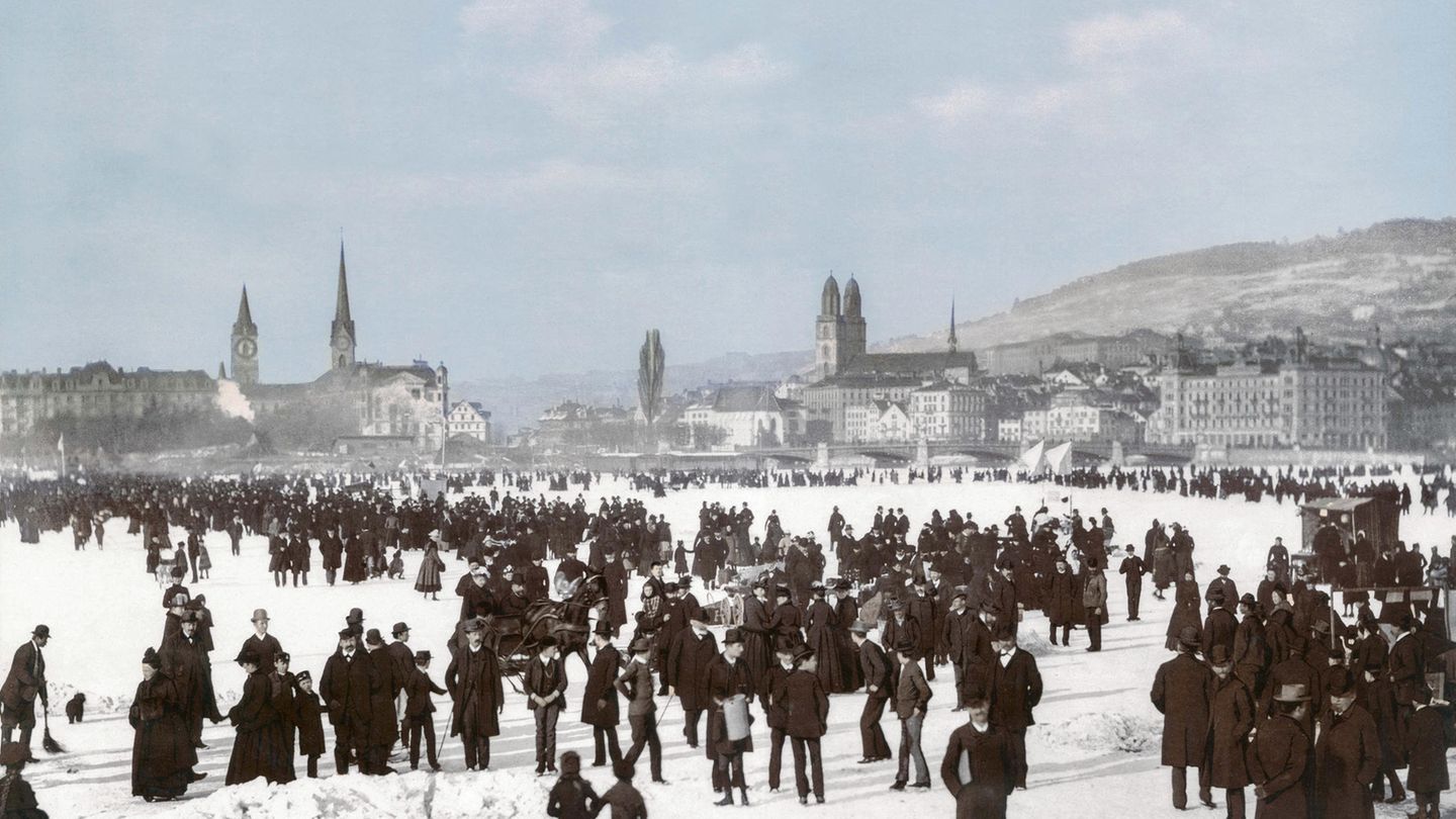 Zugefrorener Zürichsee, Winter 1891 Zugefrorener Zürichsee, Winter 1891