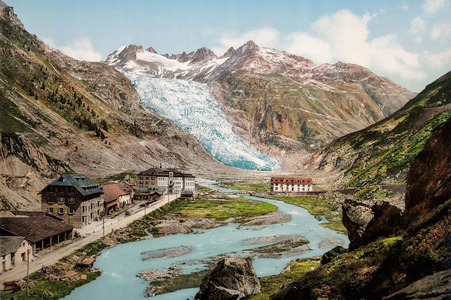 Rhone, Gletsch und Rhonegletscher um 1890 - [GEO]