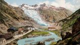 Rhone, Gletsch und Rhonegletscher um 1890