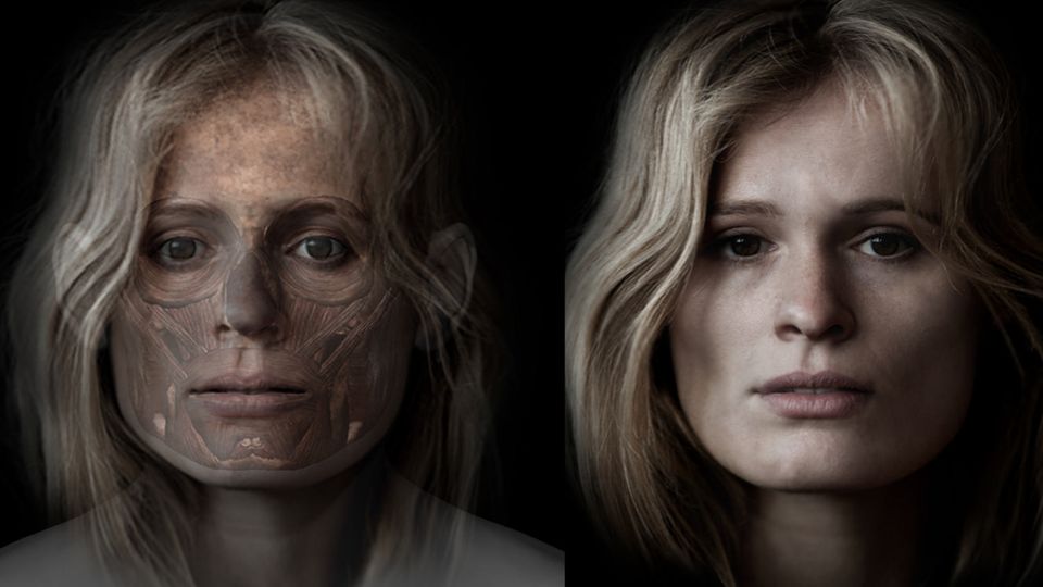 3D-Darstellung eines mittelalterlichen Gesichts