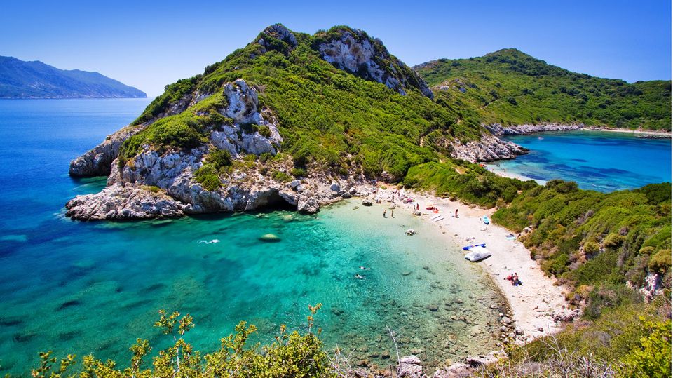 Zwillingsbucht Porto Timoni auf Korfu. auf Korfu