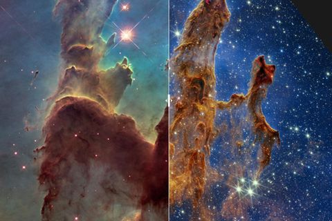 Fotos von Hubble und James Webb