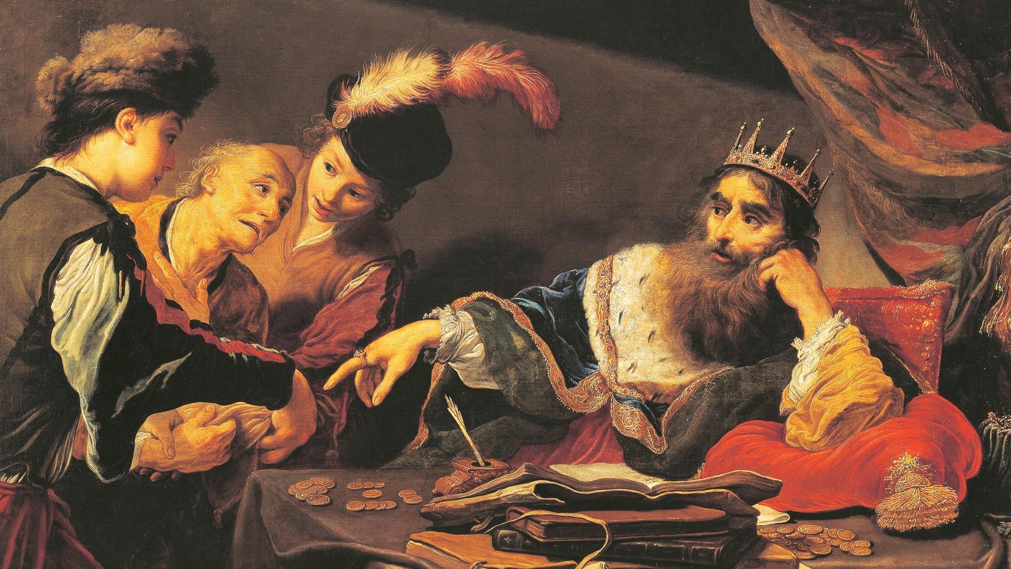 Krösus empfängt Tribut: Der König Lydiens gilt als Erfinder von Münzen – die er hier ungerührt entgegennimmt (Ölgemälde von Claude Vignon, 1593-1670)