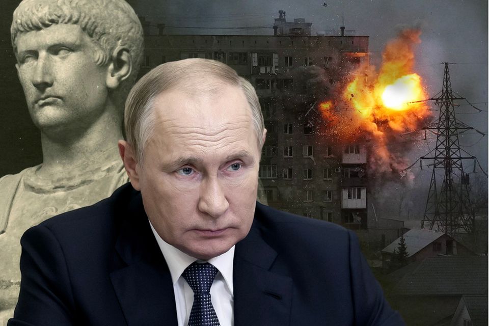 Historischer Tyrann, moderner Tyrann: Caligula war von 37 bis 41 n. Chr. römischer Kaiser, Wladimir Putin übernahm 1999 die Macht in Russland